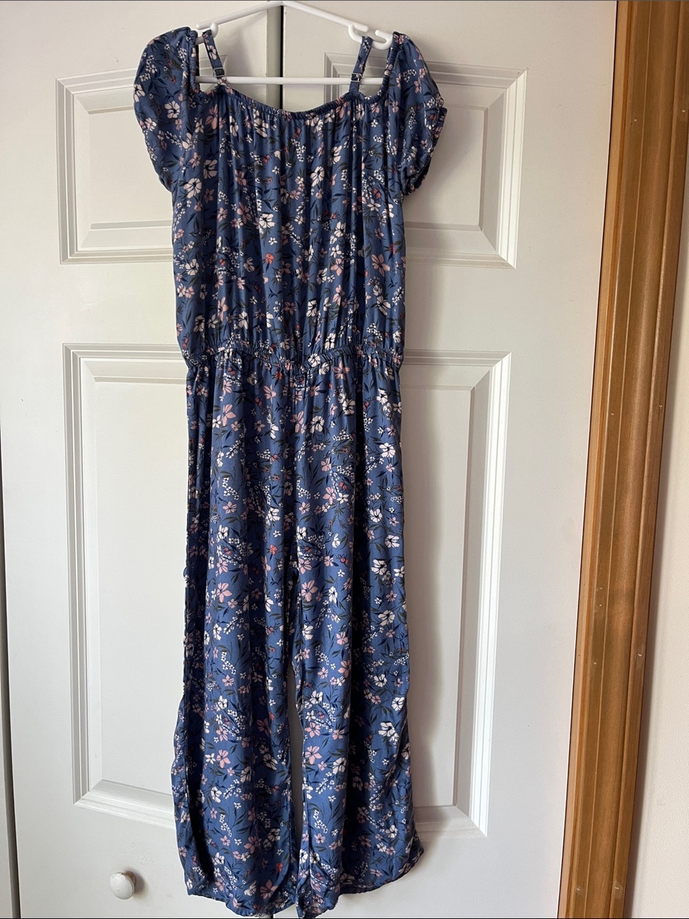 OshKosh B'gosh Navy Blue Floral Jumpsuit with Pink Accents